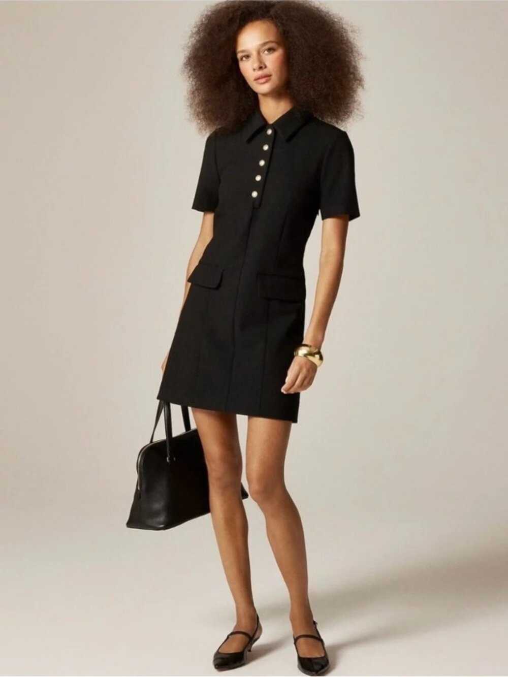 NWT J. Crew Parc Dress Four-Season Stretch Black Collared Mini LBD Size 10